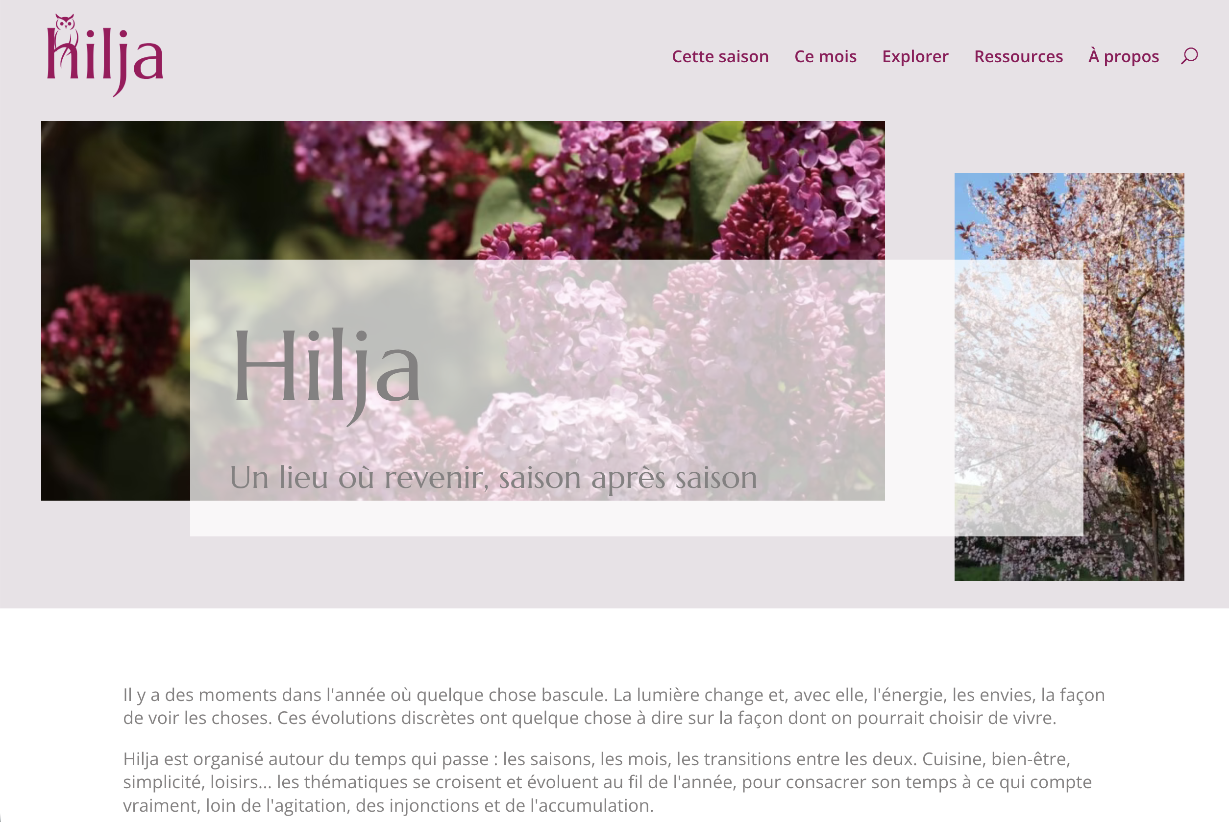 page accueil hilja